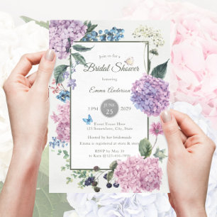 Schönes handgemaltes Hydrangea-Brautparty Einladung