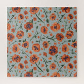 Schönes handgemaltes Orange Poppy Blume Muster Puzzle (Vertikal)