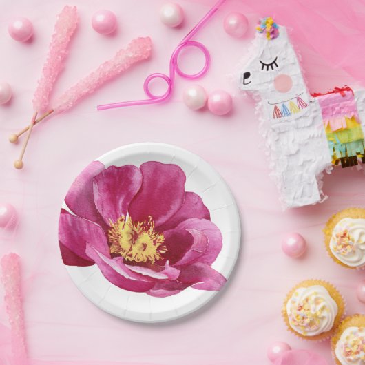 Schönes handgemaltes Rosa Péony Pappteller (Party)