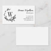 Schönes Handgezeichnetes Blume-Wreath-Monogramm Visitenkarte (Vorne/Hinten)