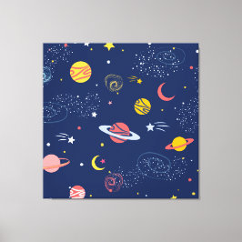 Schönes Handgezeichnetes Galaxy Hintergrundmuster Leinwanddruck
