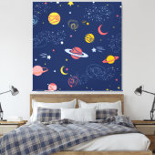 Schönes Handgezeichnetes Galaxy Hintergrundmuster Leinwanddruck (Insitu (Schlafzimmer))