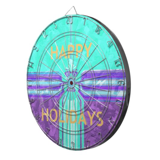 Schönes Happy Holidays Blue Cyan Vektordesign Dartscheibe (Vorderseite rechts)