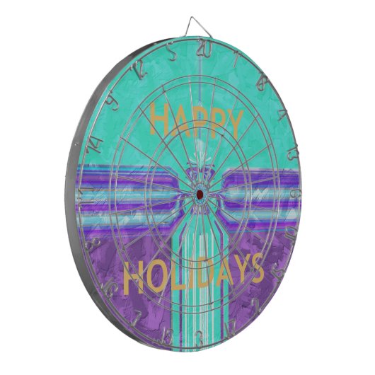 Schönes Happy Holidays Blue Cyan Vektordesign Dartscheibe (Vorderseite Links)