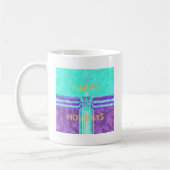 Schönes Happy Holidays Blue Cyan Vektordesign Kaffeetasse (Links)