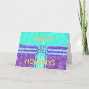 Schönes Happy Holidays Blue Cyan Vektordesign Karte