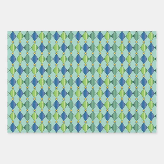 Schönes Harlequin Diamonds Wrapping Paper Geschenkpapier Set (Vorderseite 3)