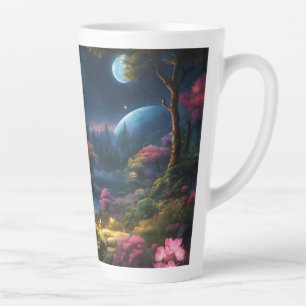 Schönes Haus und Garten in einem magischen Land Milchtasse