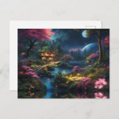 Schönes Haus und Garten in einem magischen Land Postkarte (Vorne/Hinten)
