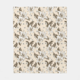 Schönes hellbraunes Blume Muster Fleecedecke
