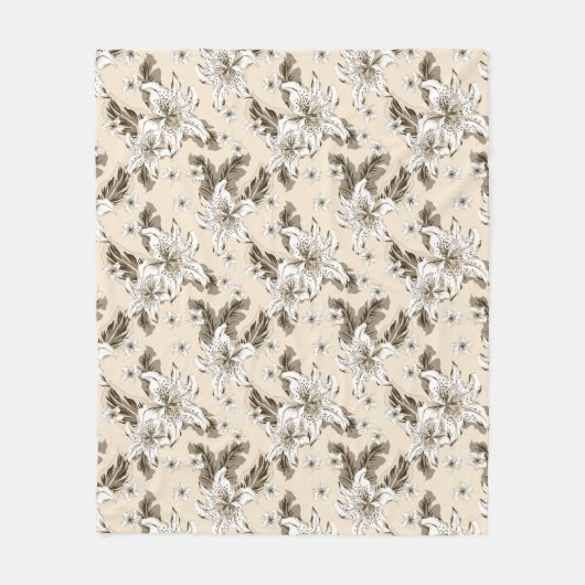 Schönes hellbraunes Blume Muster Fleecedecke (Vorderseite)