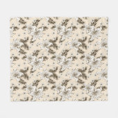 Schönes hellbraunes Blume Muster Fleecedecke (Vorderseite (Horizontal))
