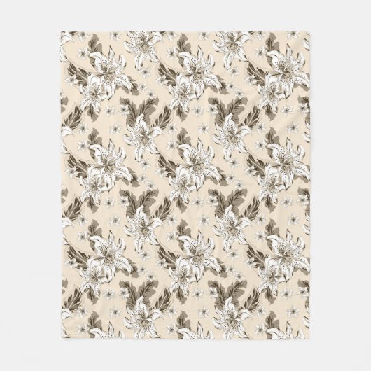 Schönes hellbraunes Blumenmuster Fleecedecke (Vorderseite)