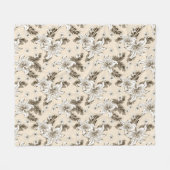 Schönes hellbraunes Blumenmuster Fleecedecke (Vorderseite (Horizontal))