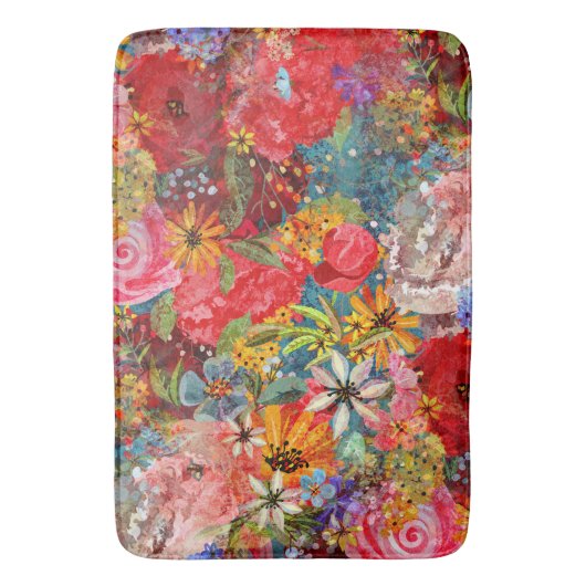 Schönes, helles, Abstraktes Blumenmuster Badematte (Vorderseite Vertikal)