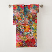 Schönes, helles, Abstraktes Blumenmuster Badhandtuch Set (Insitu)