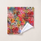 Schönes, helles, Abstraktes Blumenmuster Badhandtuch Set (Waschlappen)