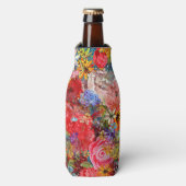 Schönes, helles, Abstraktes Blumenmuster Flaschenkühler (Flaschenvorderseite)