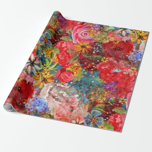 Schönes, helles, Abstraktes Blumenmuster Geschenkpapier (Ungerollt)