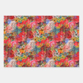 Schönes, helles, Abstraktes Blumenmuster Geschenkpapier Set (Vorderseite 3)