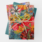 Schönes, helles, Abstraktes Blumenmuster Geschenkpapier Set (Beispiel)