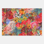 Schönes, helles, Abstraktes Blumenmuster Geschenkpapier Set (Vorderseite)