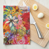 Schönes, helles, Abstraktes Blumenmuster Geschirrtuch (Viertel Falte)