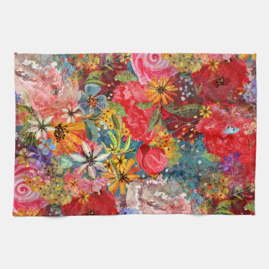 Schönes, helles, Abstraktes Blumenmuster Geschirrtuch (Horizontal)