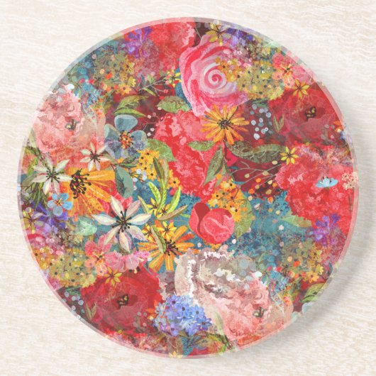 Schönes, helles, Abstraktes Blumenmuster Getränkeuntersetzer (Vorne)