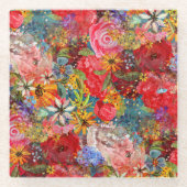 Schönes, helles, Abstraktes Blumenmuster Glasuntersetzer (Vorderseite)