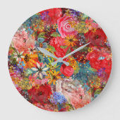 Schönes, helles, Abstraktes Blumenmuster Große Wanduhr (Vorderseite)