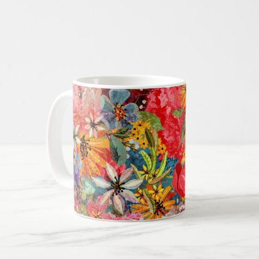 Schönes, helles, Abstraktes Blumenmuster Kaffeetasse (Vorderseite Links)