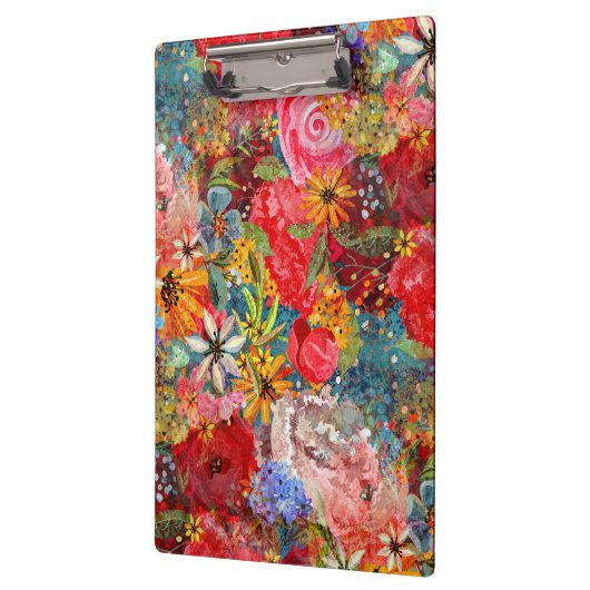 Schönes, helles, Abstraktes Blumenmuster Klemmbrett (Links)
