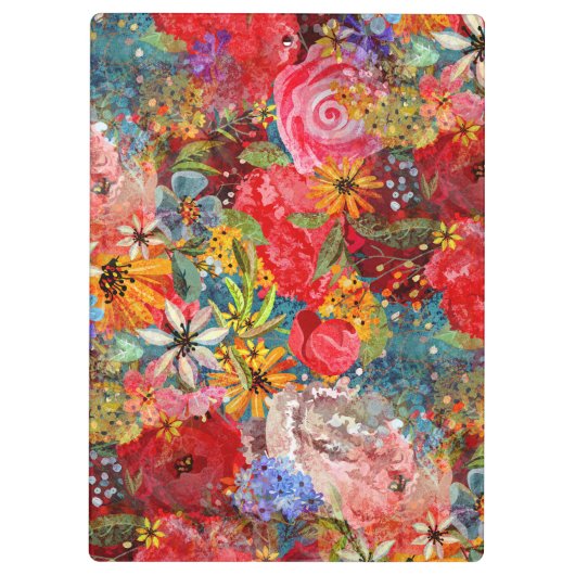 Schönes, helles, Abstraktes Blumenmuster Klemmbrett (Rückseite)