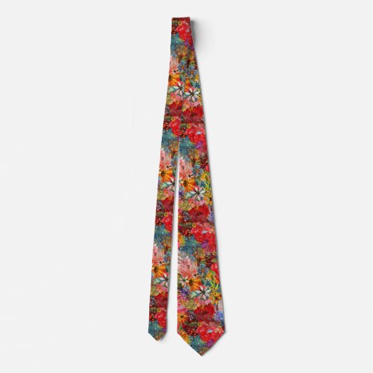 Schönes, helles, Abstraktes Blumenmuster Krawatte (Rückseite)