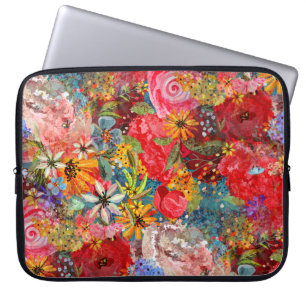 Schönes, helles, Abstraktes Blumenmuster Laptopschutzhülle