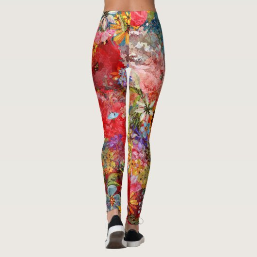 Schönes, helles, Abstraktes Blumenmuster Leggings (Rückseite)
