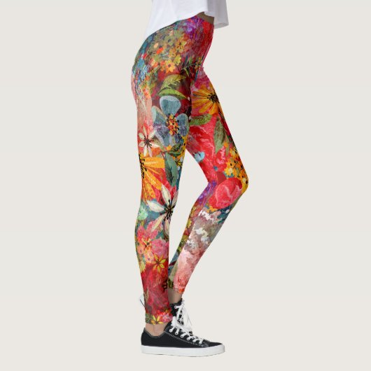 Schönes, helles, Abstraktes Blumenmuster Leggings (Rechts)