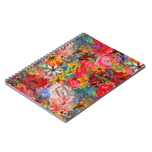 Schönes, helles, Abstraktes Blumenmuster Notizblock (Linke Seite)