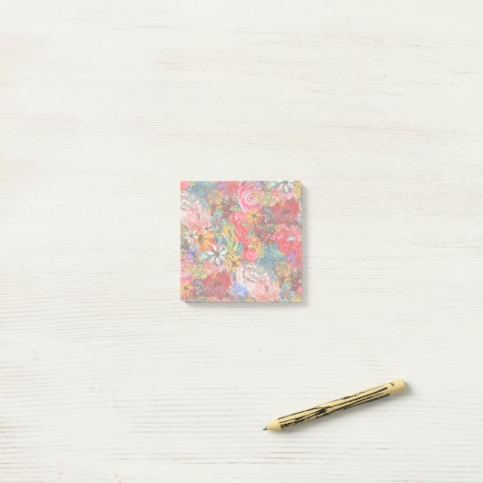 Schönes, helles, Abstraktes Blumenmuster Post-it Klebezettel (Auf Schreibtisch)