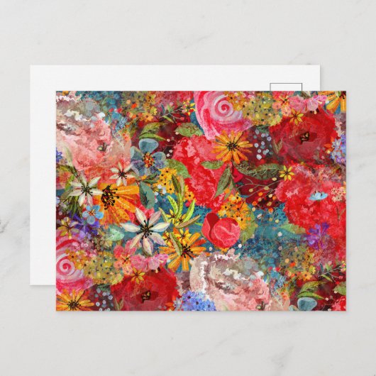 Schönes, helles, Abstraktes Blumenmuster Postkarte (Vorne/Hinten)