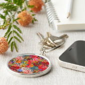 Schönes, helles, Abstraktes Blumenmuster Schlüsselanhänger (Seite)