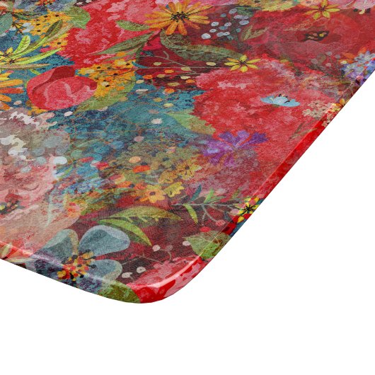 Schönes, helles, Abstraktes Blumenmuster Schneidebrett (Ecke)