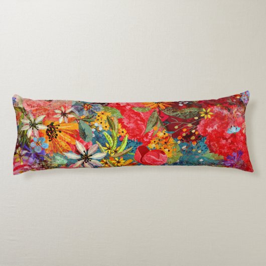 Schönes, helles, Abstraktes Blumenmuster Seitenschläferkissen (Rückseite)
