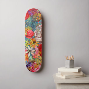 Schönes, helles, Abstraktes Blumenmuster Skateboard