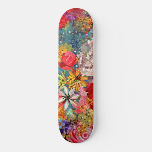 Schönes, helles, Abstraktes Blumenmuster Skateboard (Vorderseite)