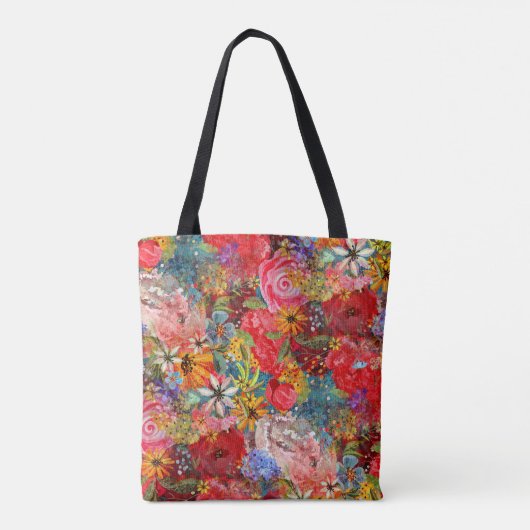 Schönes, helles, Abstraktes Blumenmuster Tasche (Rückseite)