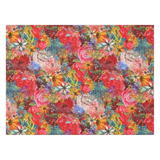 Schönes, helles, Abstraktes Blumenmuster Tischdecke (Vorderseite (Horizontal))