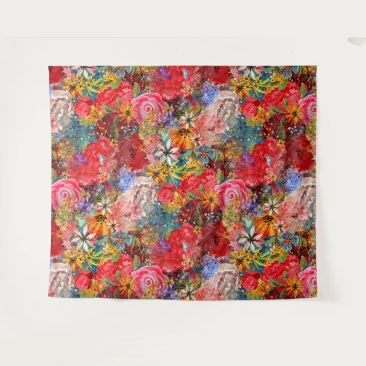Schönes, helles, Abstraktes Blumenmuster Wandteppich (Vorderseite (Horizontal))
