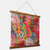 Schönes, helles, Abstraktes Blumenmuster Wandteppich Mit Holzrahmen (Gewinkelt)